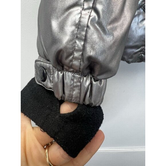 S13 Kylie Metallic Duck Down Feather Detachable Hooded Puffer Jacket Kids Sz 10 - Picture 9 of 15